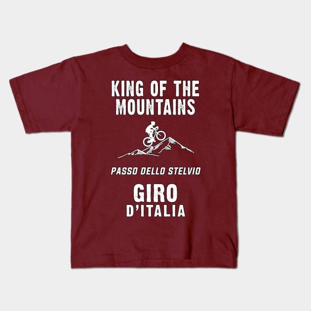 PASSO DELLO STELVIO King of the mountains Giro d`Italia For The Cycling Fans Kids T-Shirt by Naumovski